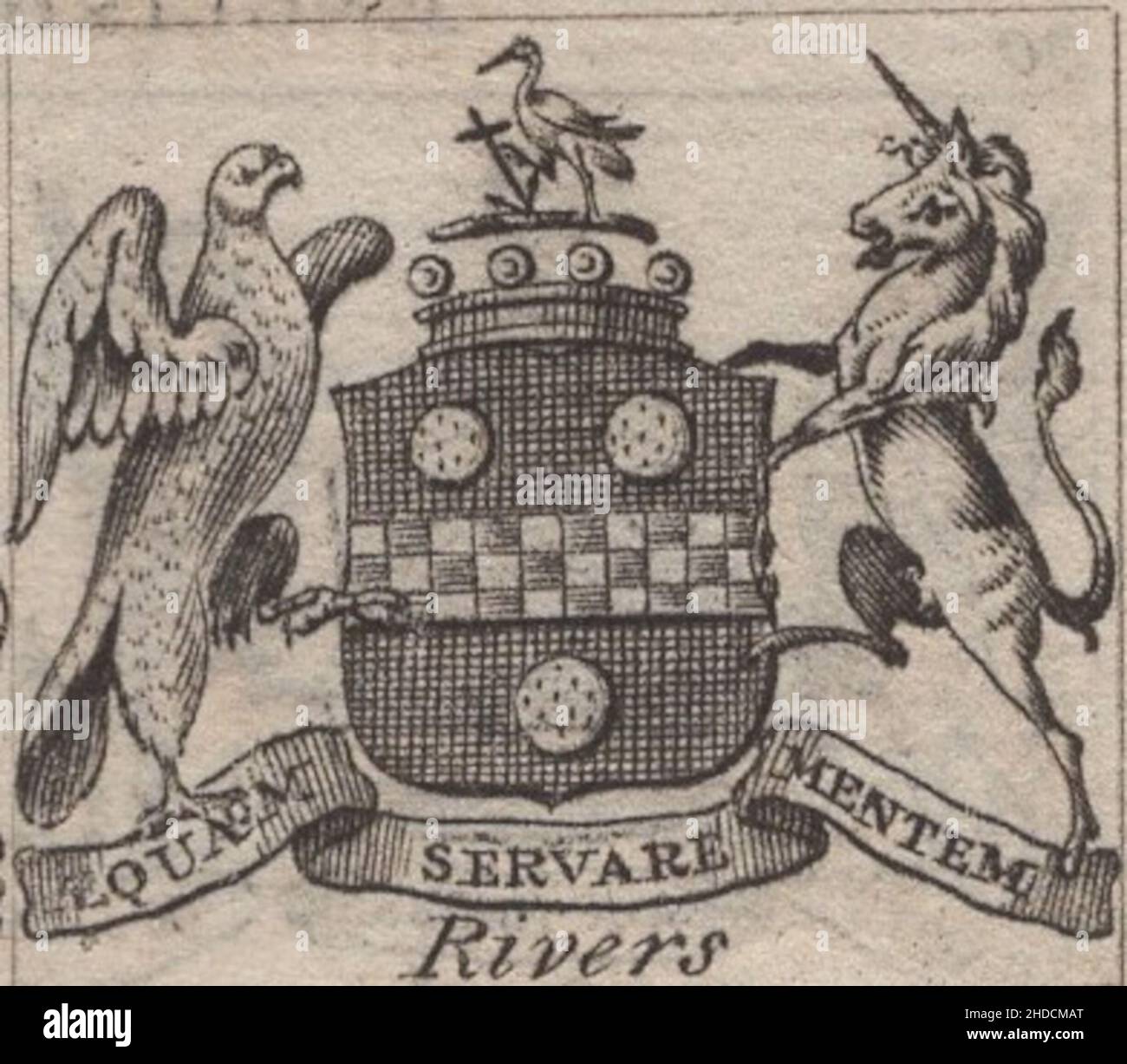 antique 18th century engraving heraldy coat of arms, crest, English ...