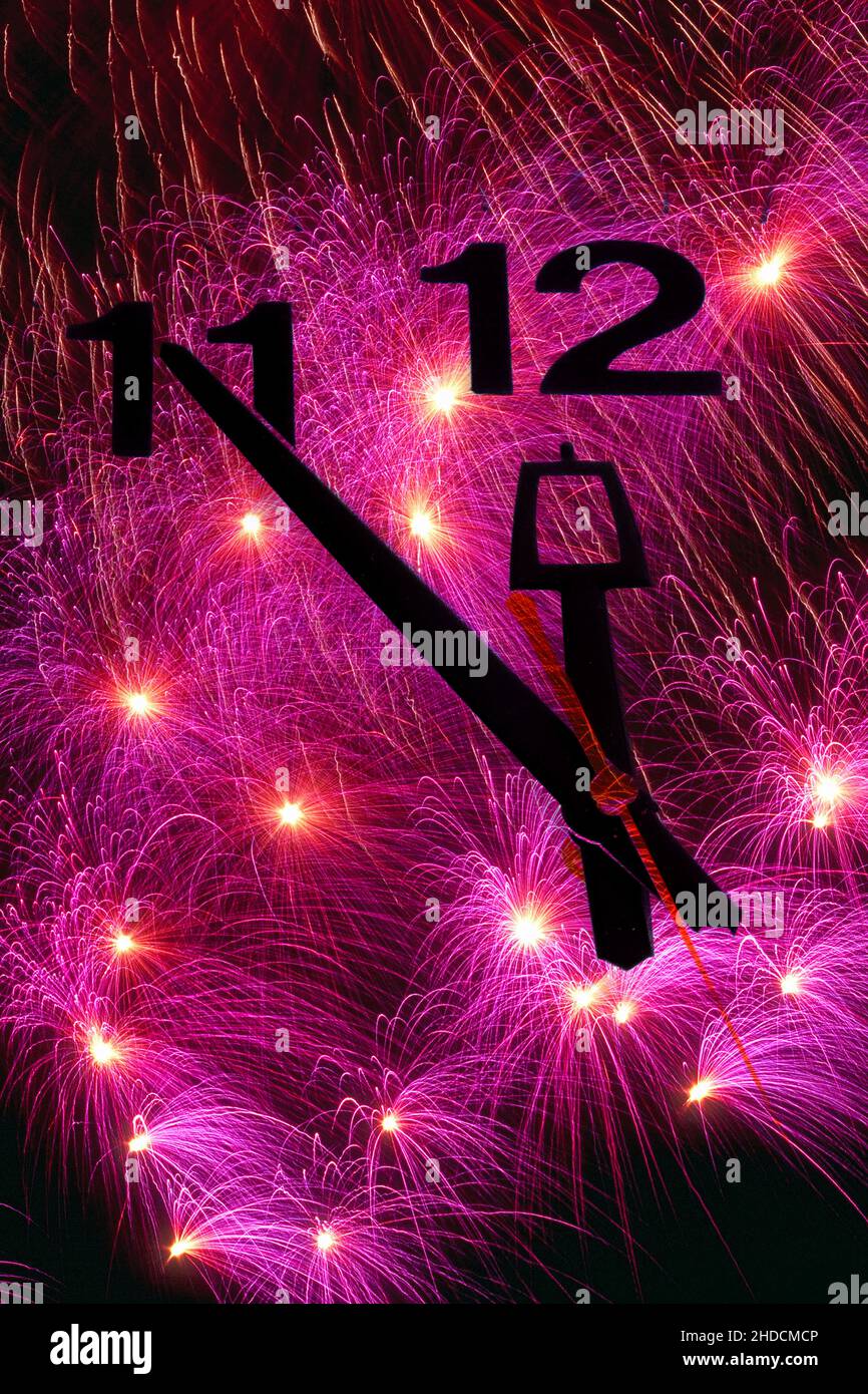 Feuerwerk, Happy New Year, Frohes Neues Jahr, 5 vor 12, Stock Photo