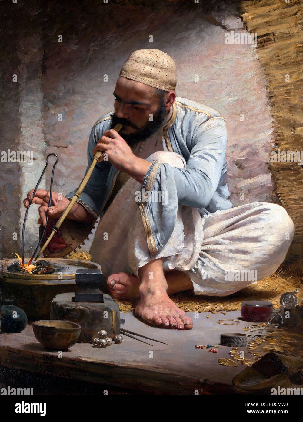 The Arab Jeweler by Charles Sprague Pearce (1851-1914), oil on canvas, c.1882 Stock Photo