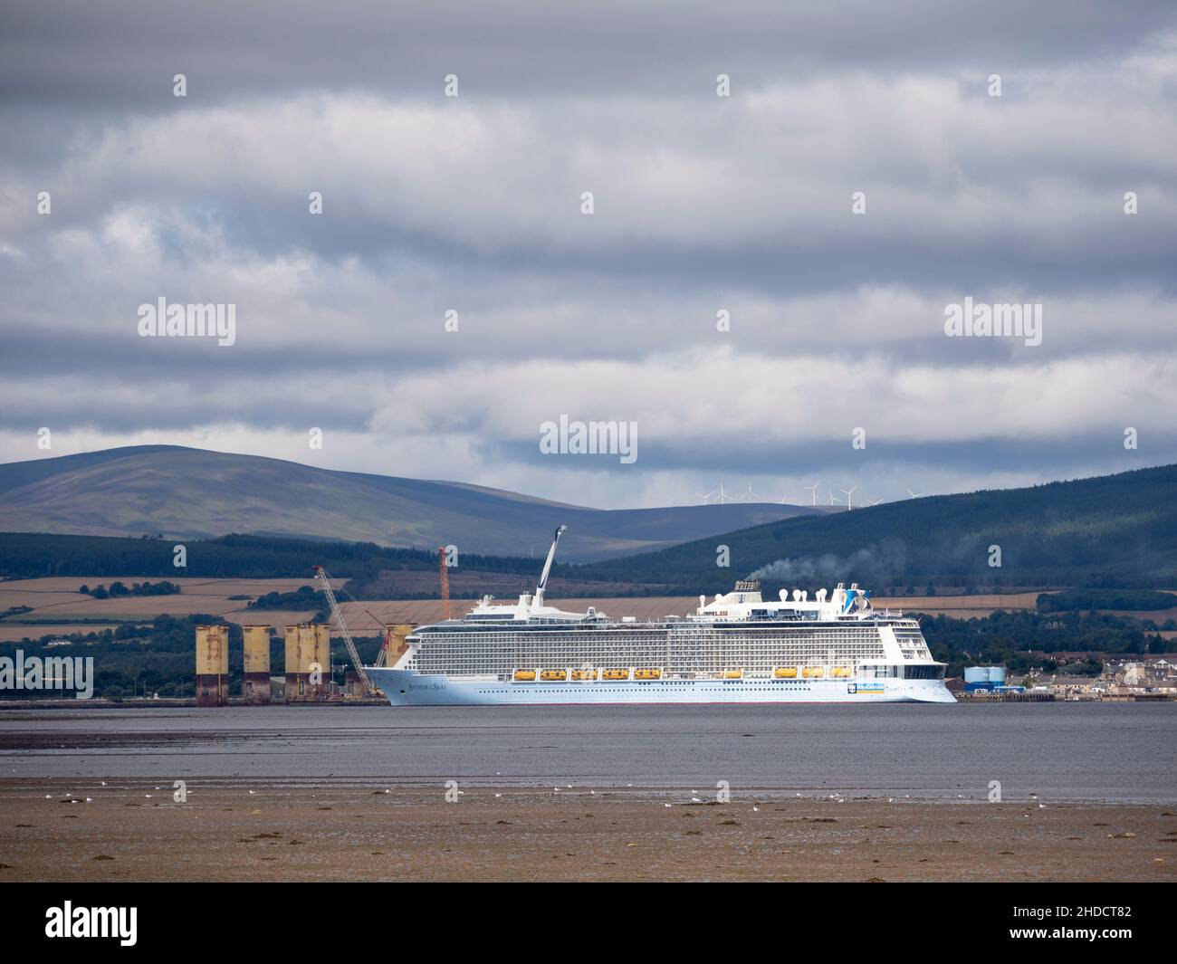 Royal Caribbean cruise ship 'Anthem of the Seas' docked at Invergordon, Easter Ross, Scotland Stock Photo