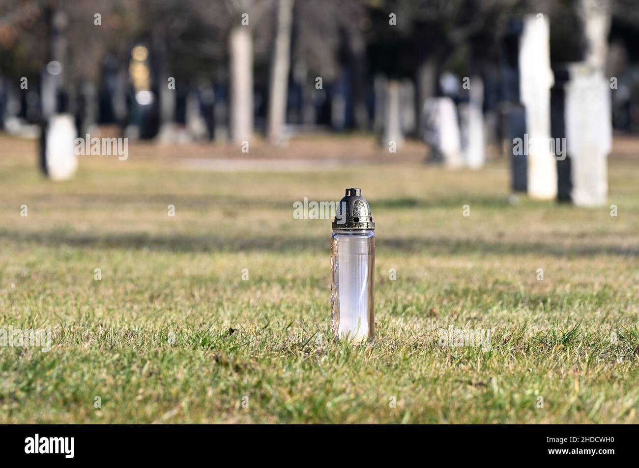 Vienna, Austria. The Vienna Central Cemetery. The military cemetery. Grave lantern at the military cemetery Stock Photo