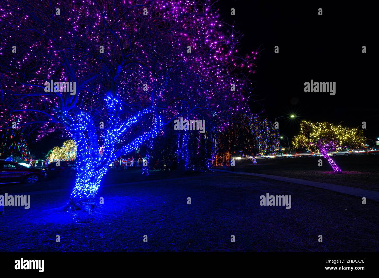 Colorful Christmas Illumination in December Stock Photo