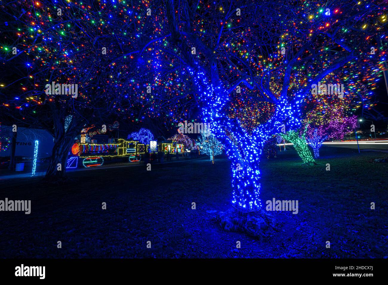 Colorful Christmas Illumination in December Stock Photo