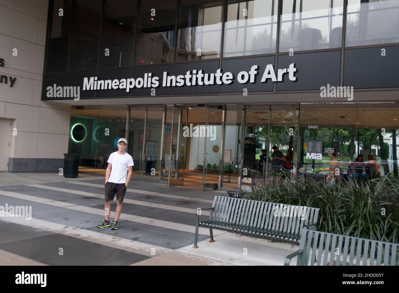 Visiting student from Poland enjoying the art at the Minneapolis Institute of Art. Minneapolis Minnesota MN USA Stock Photo