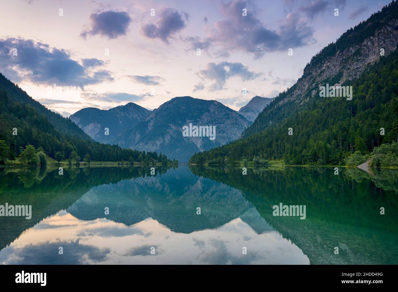 Plansee beautiful austrian mountain lake plansee with reflection of the ...