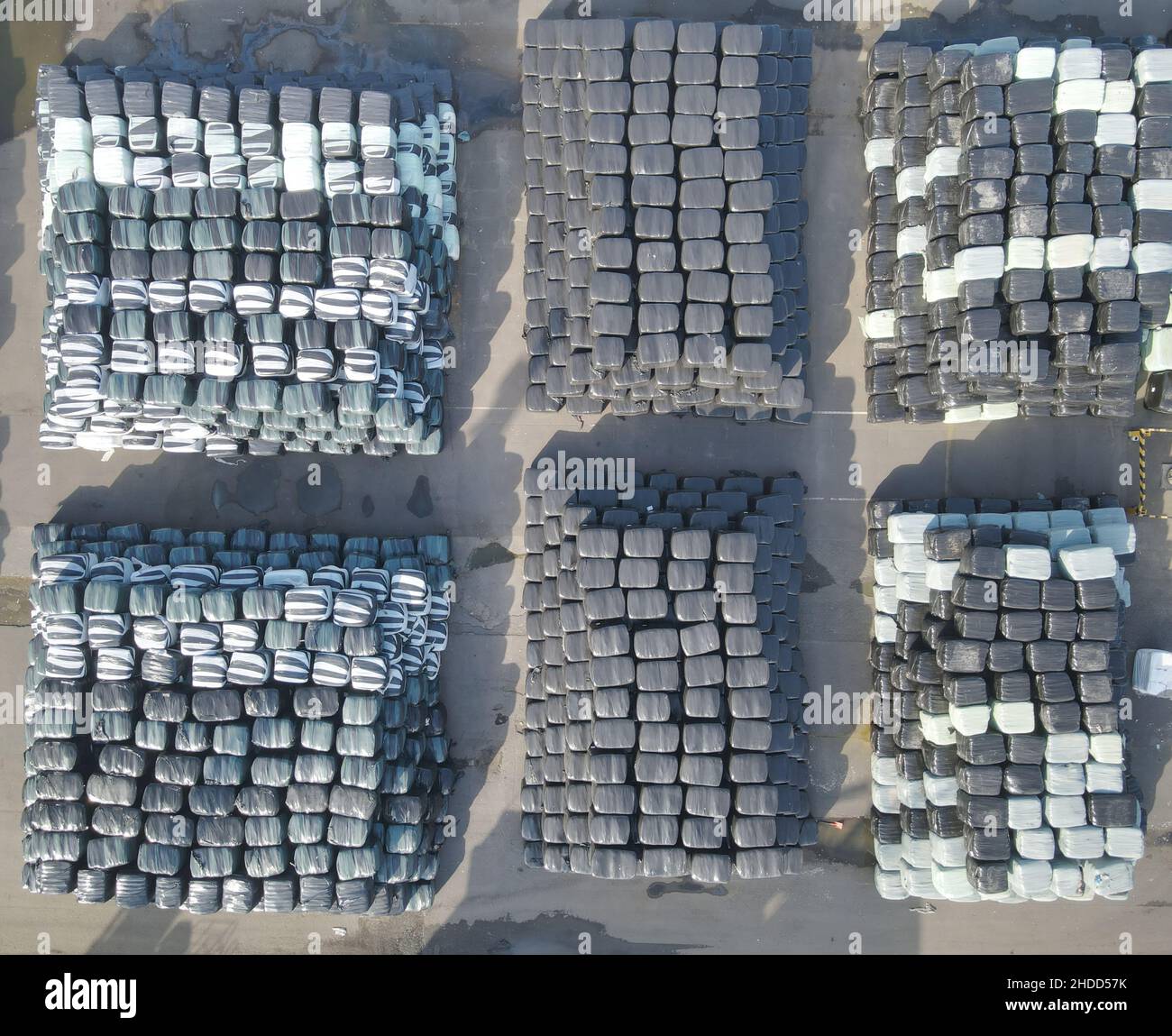 Bales of rubbish to be loaded onto ships at Albert Dock, Hull Stock