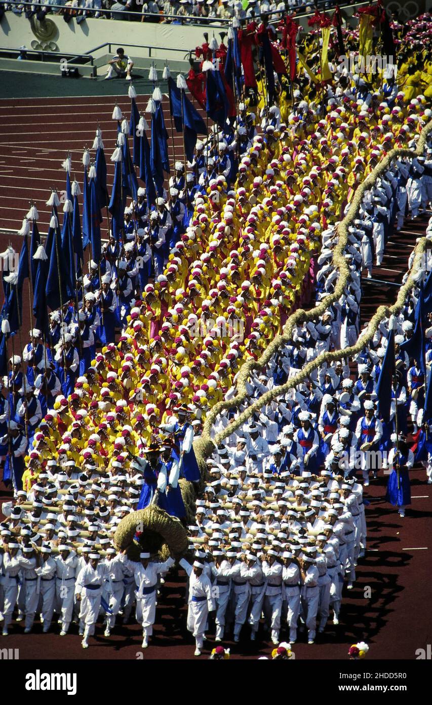 Seoul South Korea, 1988 Hundreds of costumed performers enter the