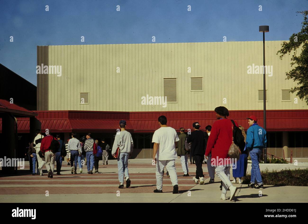 Austin Texas USA, 1994 High school students walk through a campus
