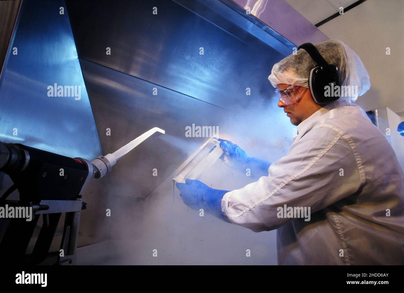 Austin Texas USA, 1994: High tech clean room: Employee in 