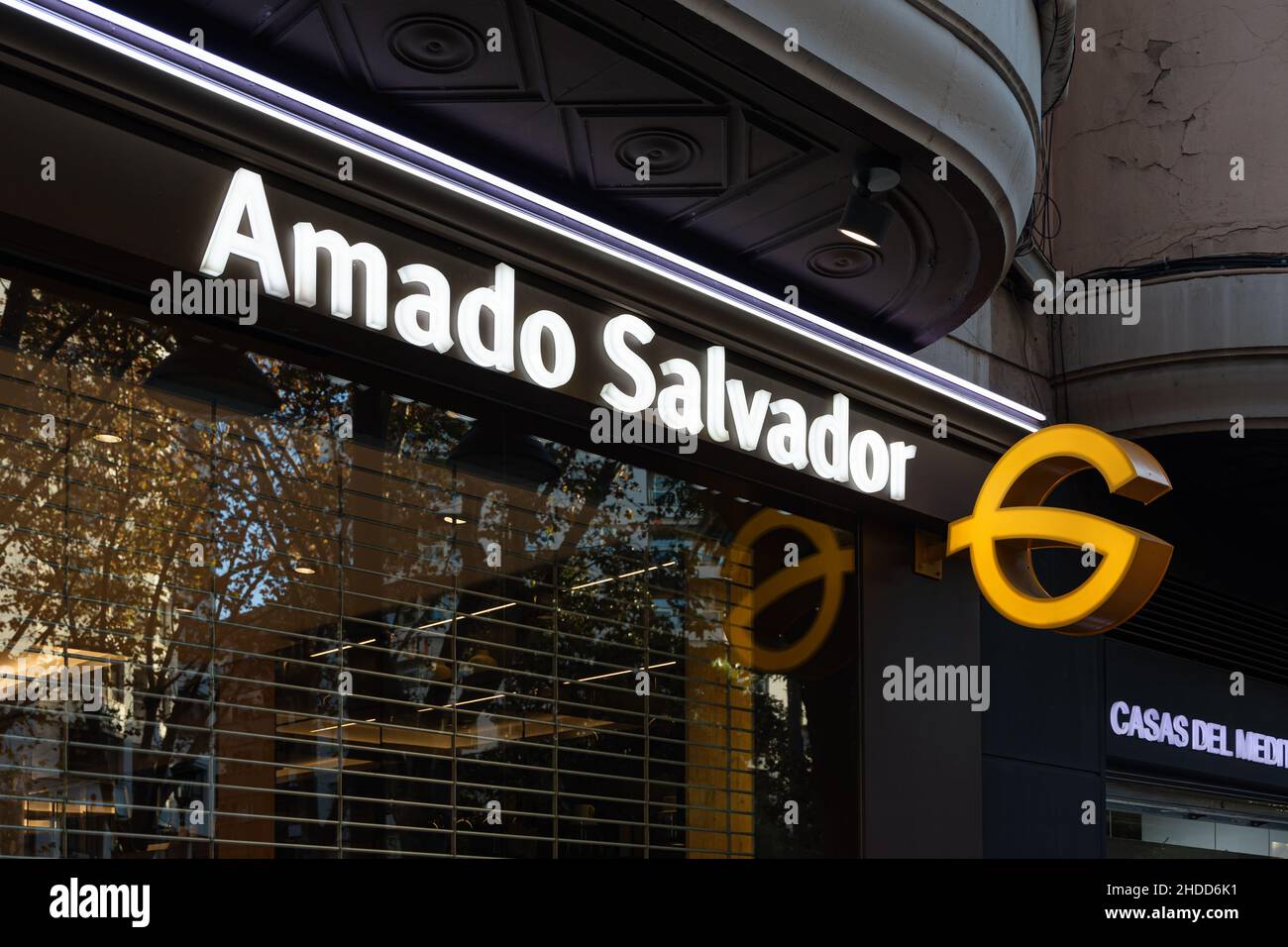 VALENCIA, SPAIN - DECEMBER 09, 2021: Amado Salvador is a Spanish company dedicated to home quality products distribution Stock Photo