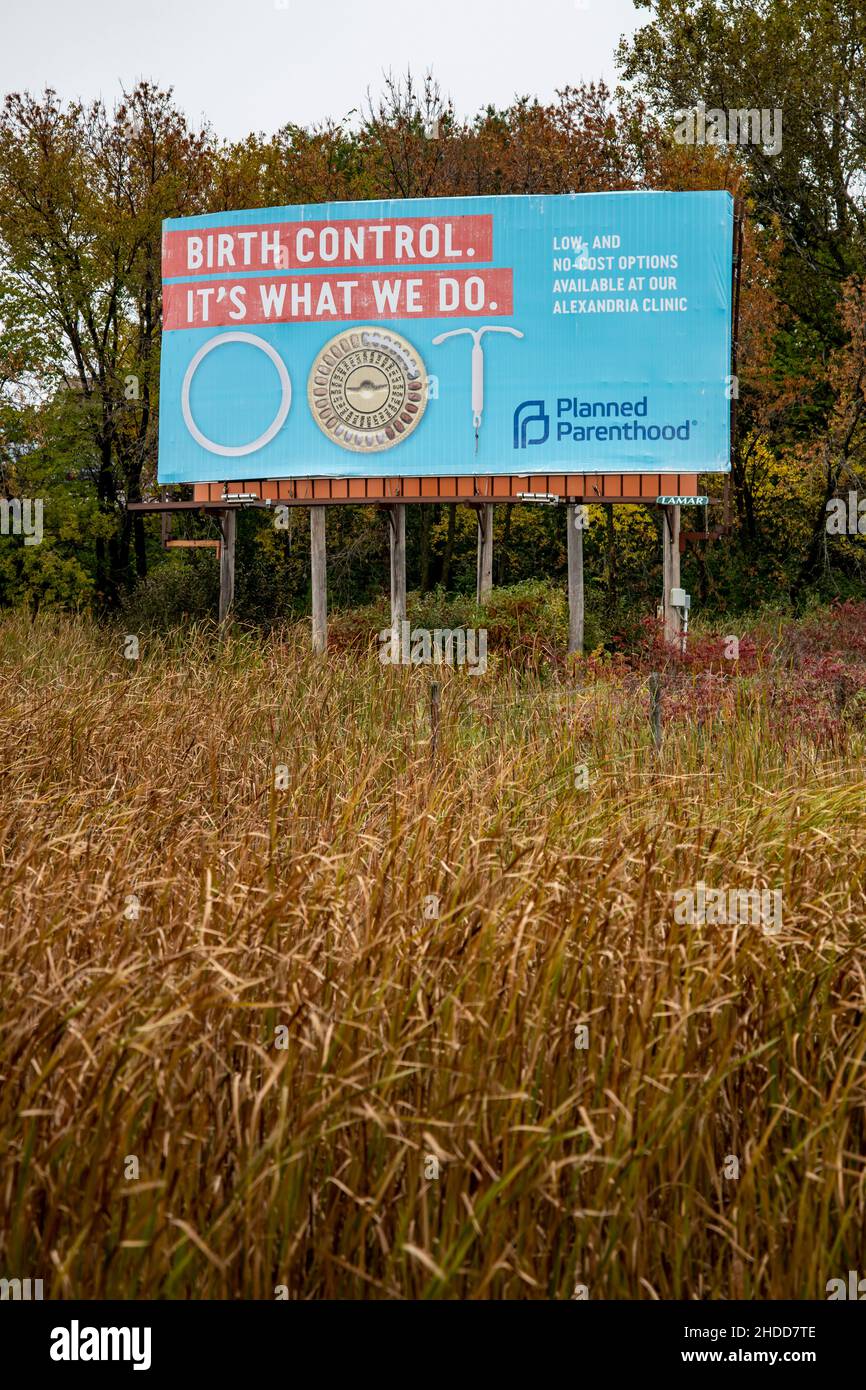 Alexandria; Minnesota.  Planned Parenthood birth control sign. Stock Photo