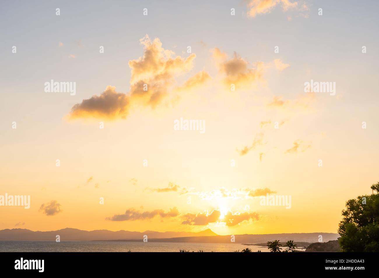 Evening sky with dramatic clouds over the sea. Dramatic sunset over the ...