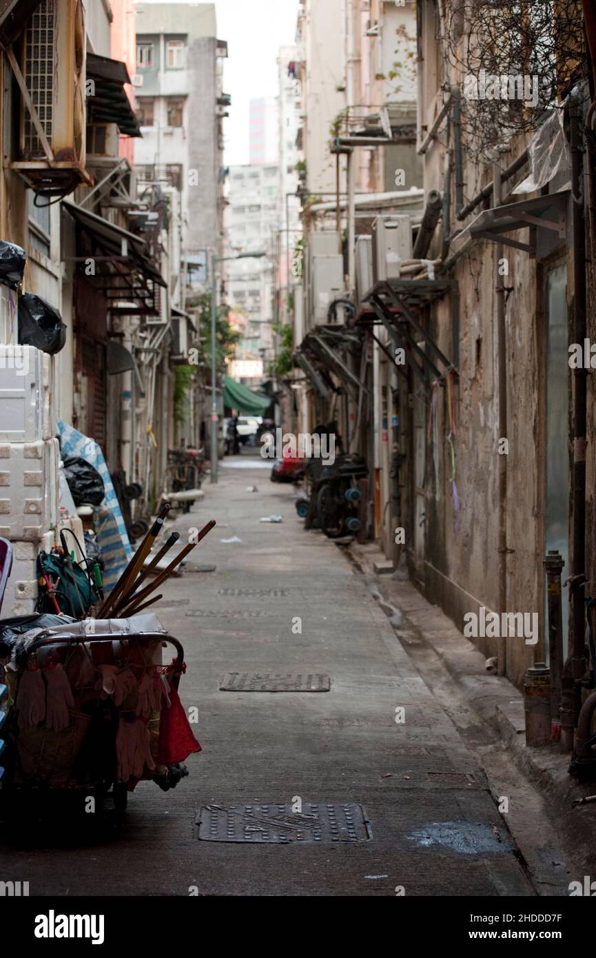 A backstreet near upper Lascar Row, Hong Kong. Stock Photo