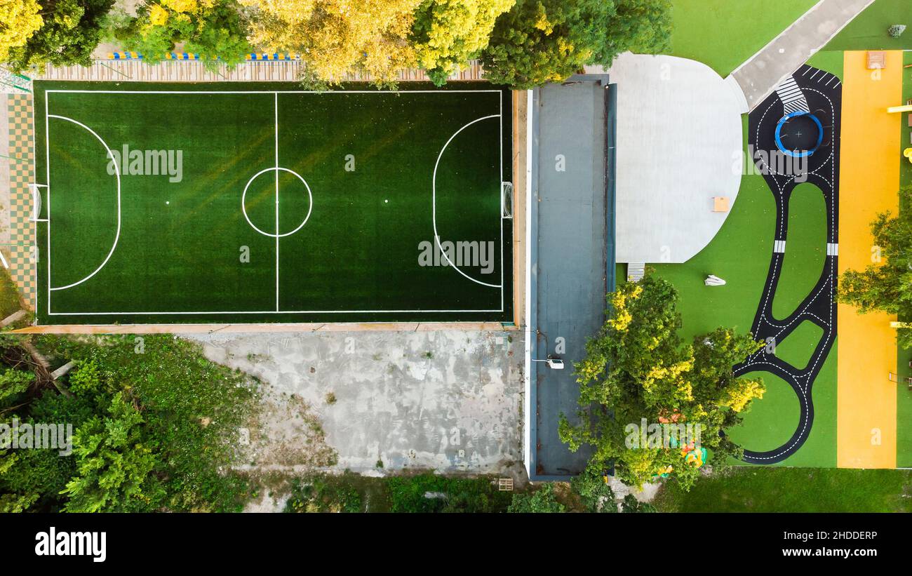 Green Football Stadium field top view Stock Photo Alamy