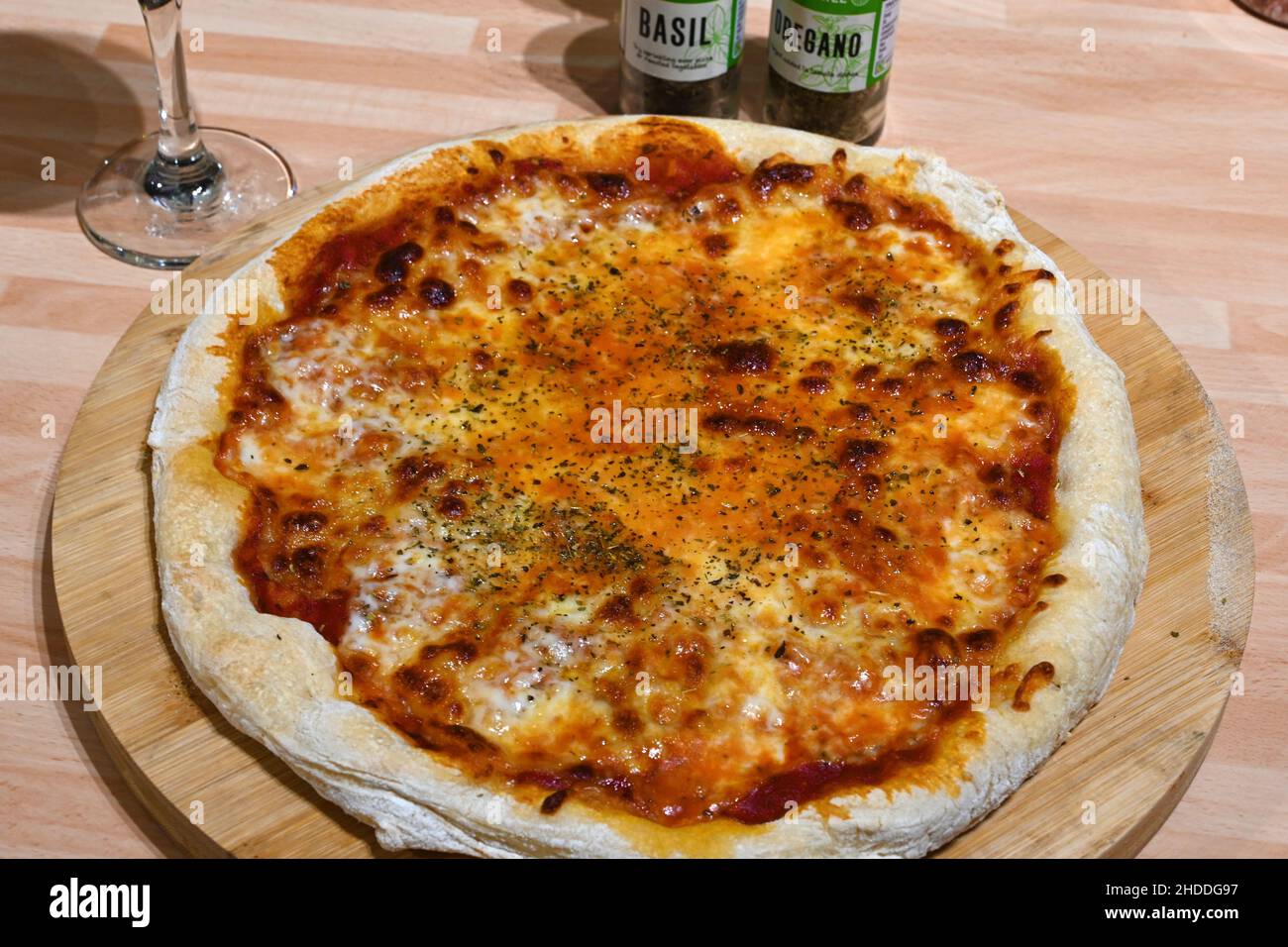 Italian cuisine, pizza straight from the pizza oven, Mediterranean cuisine Stock Photo