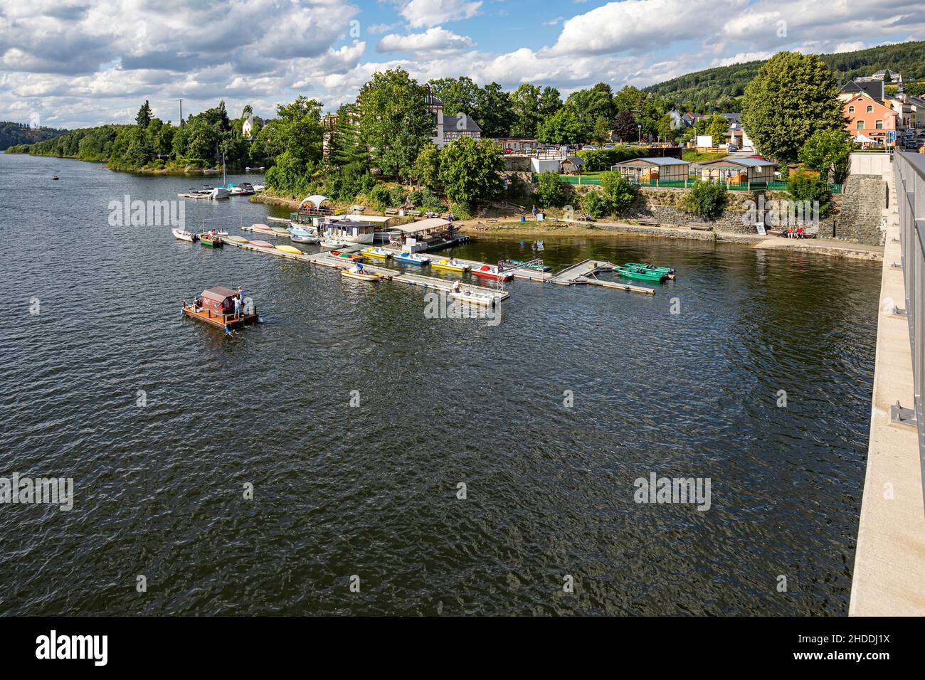 Jetty In Saalburg At Bleilochstausee, Saale-Orla-Kreis, Thuringia, Germany, Europe Stock Photo