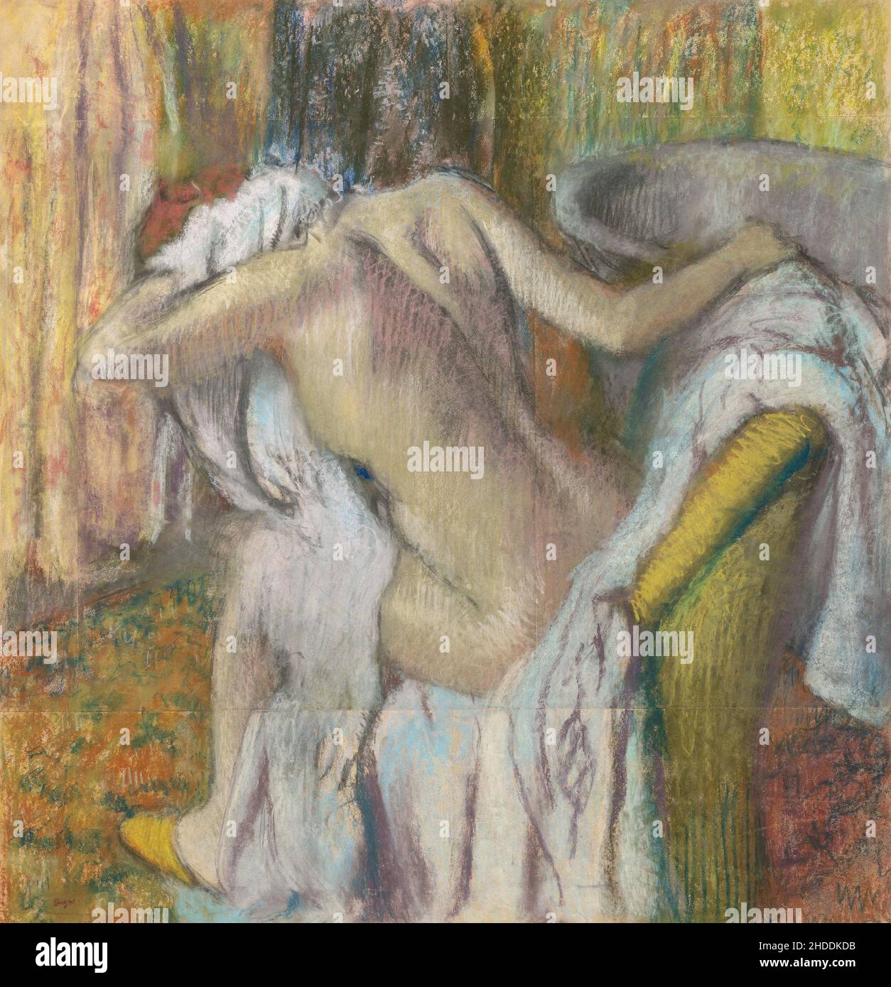 Edgar Degas, After the Bath, Woman drying herself, 1890, pastel on wove paper mounted on millboard, London, United Kingdom Stock Photo