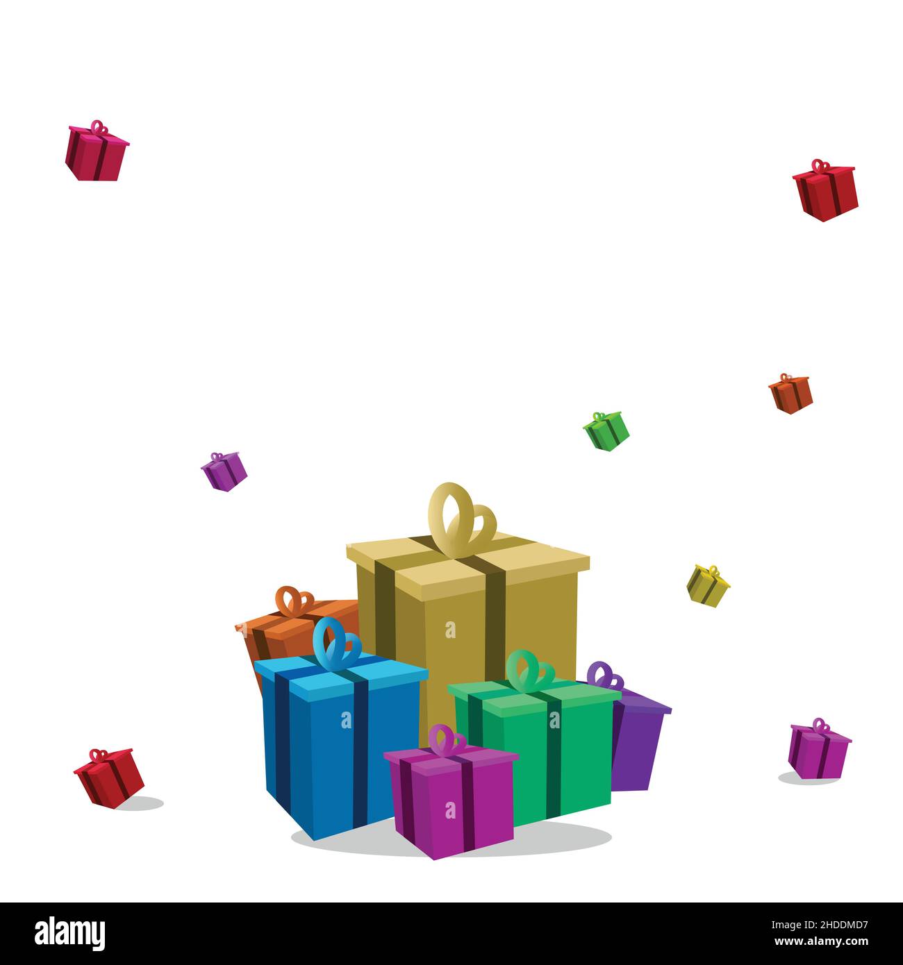 Colorful gift box falling in white background. Vector illustration Stock Vector