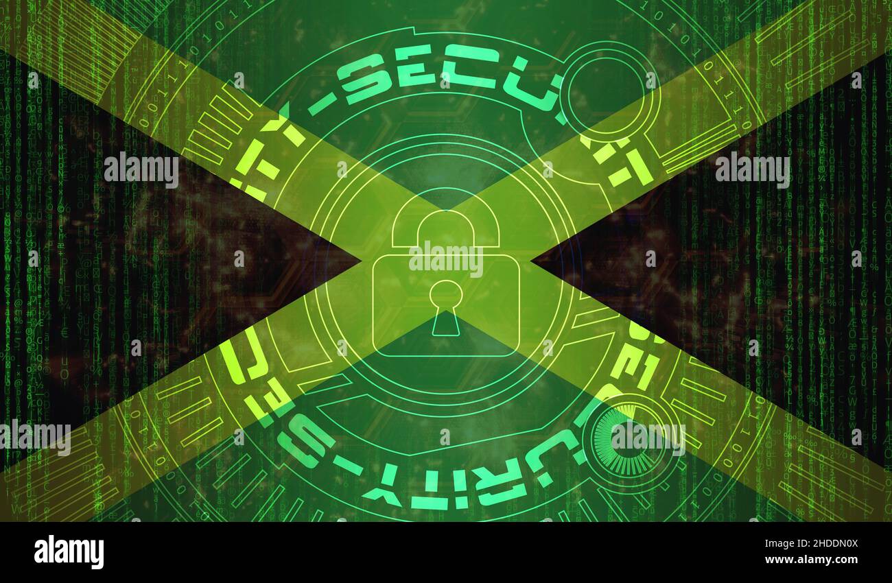 National cyber Security of Jamaica on digital background Data