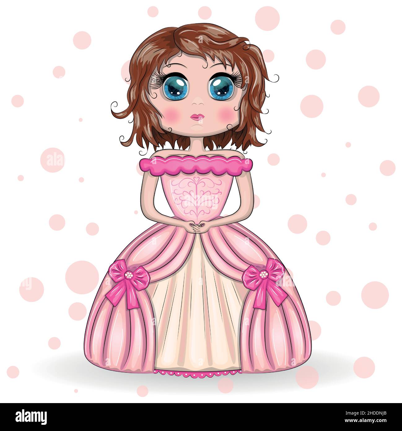 Beautiful girl standing in beautiful long pink dress Stock Vector Image ...