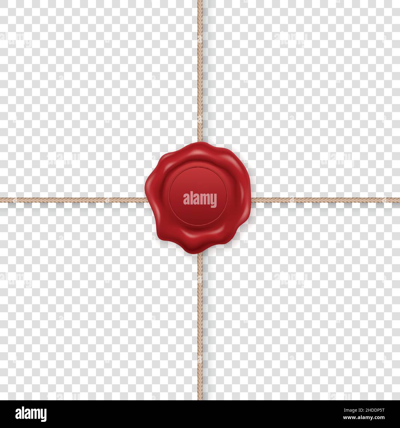 Vector 3d Realistic Vintage Letter Stamp, Wax Seal, Rope, Cross String