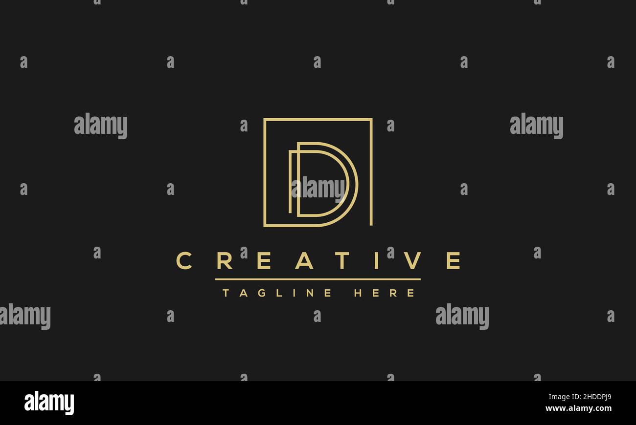 Creative modern letter D logo design, Minimalist D DD initial based vector icon Stock Vector