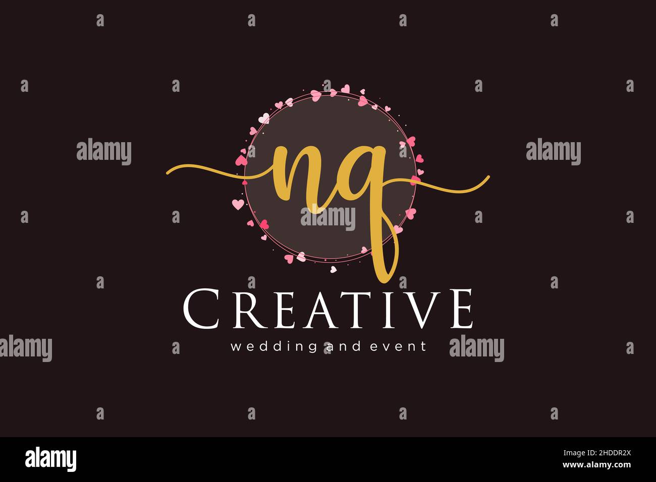 NQ feminine logo. Usable for Logo for fashion,photography, wedding, beauty, business. Flat Vector Logo Design Template Element. Stock Vector