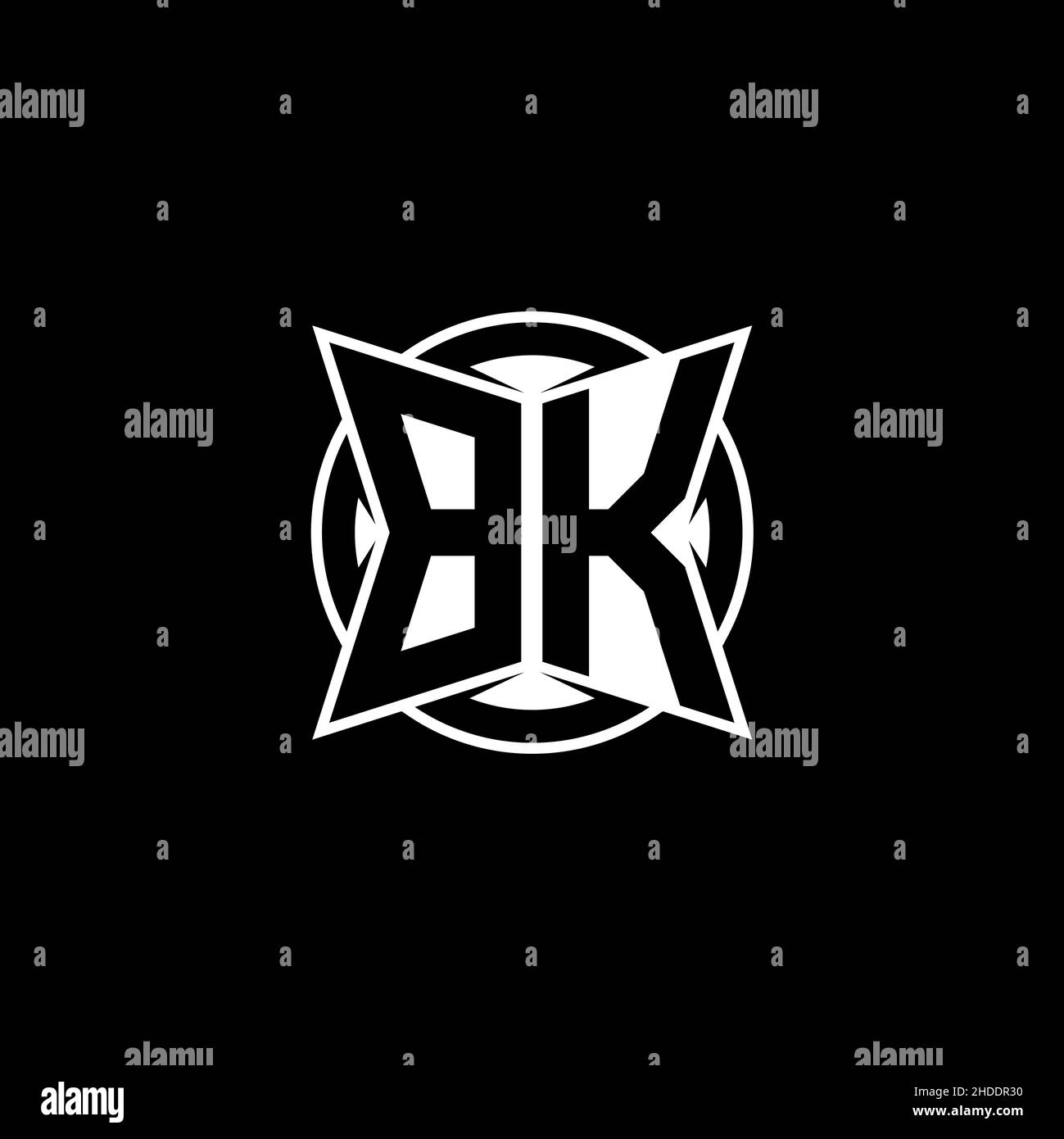 BK Monogram logo letter with simple modern shape style design. Circle ...