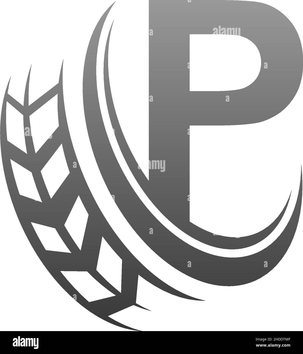 Letter P with trailing wheel icon design template illustration vector Stock Vector