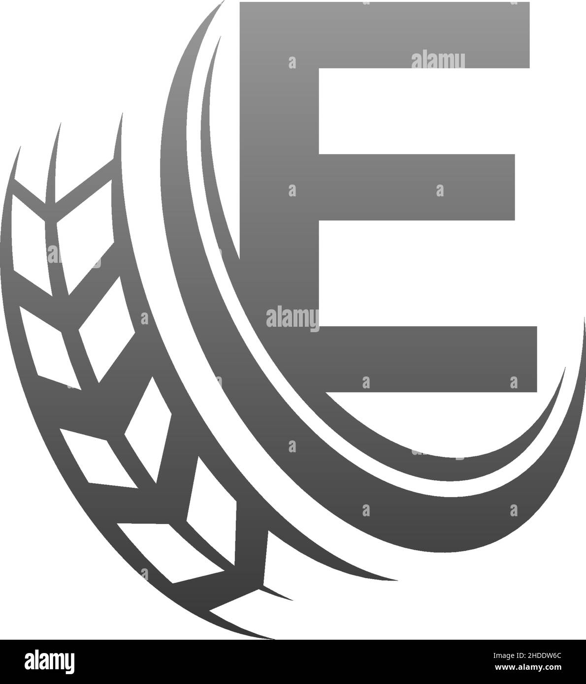 Letter E with trailing wheel icon design template illustration vector Stock Vector