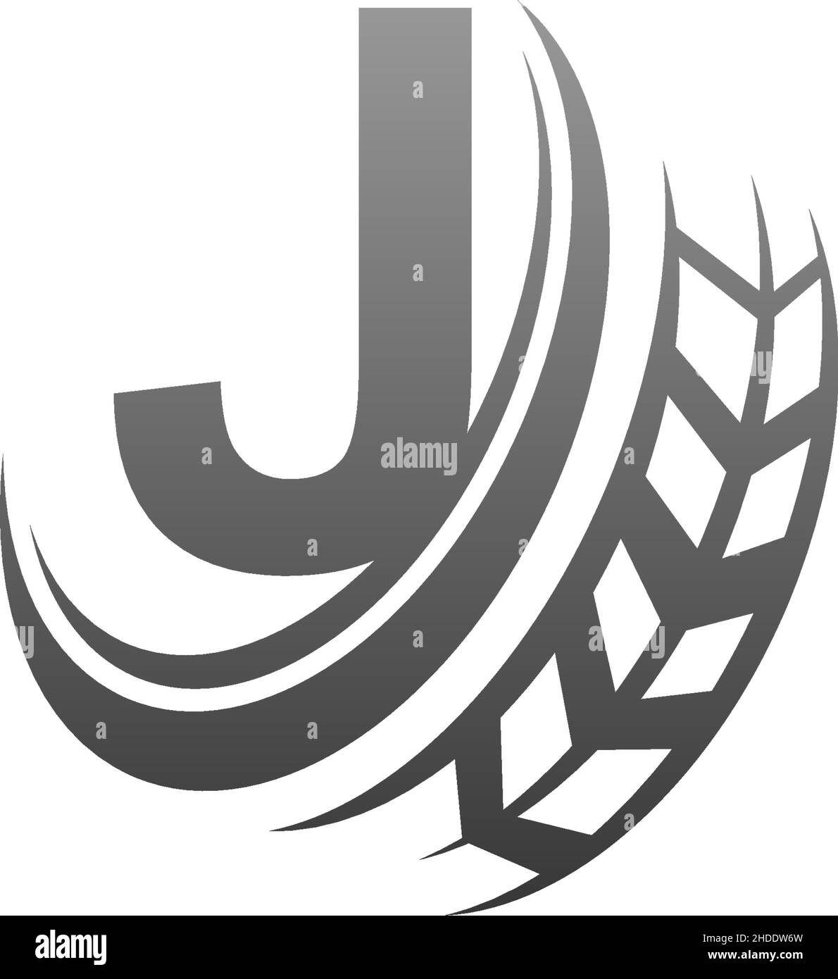 Letter J with trailing wheel icon design template illustration vector Stock Vector
