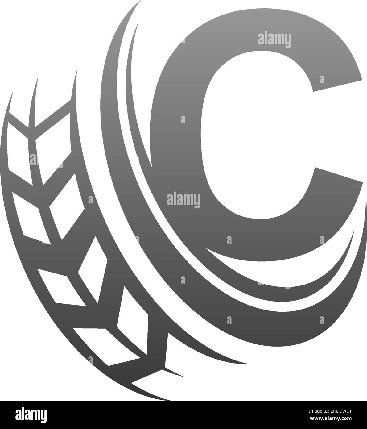 Letter C with trailing wheel icon design template illustration vector Stock Vector