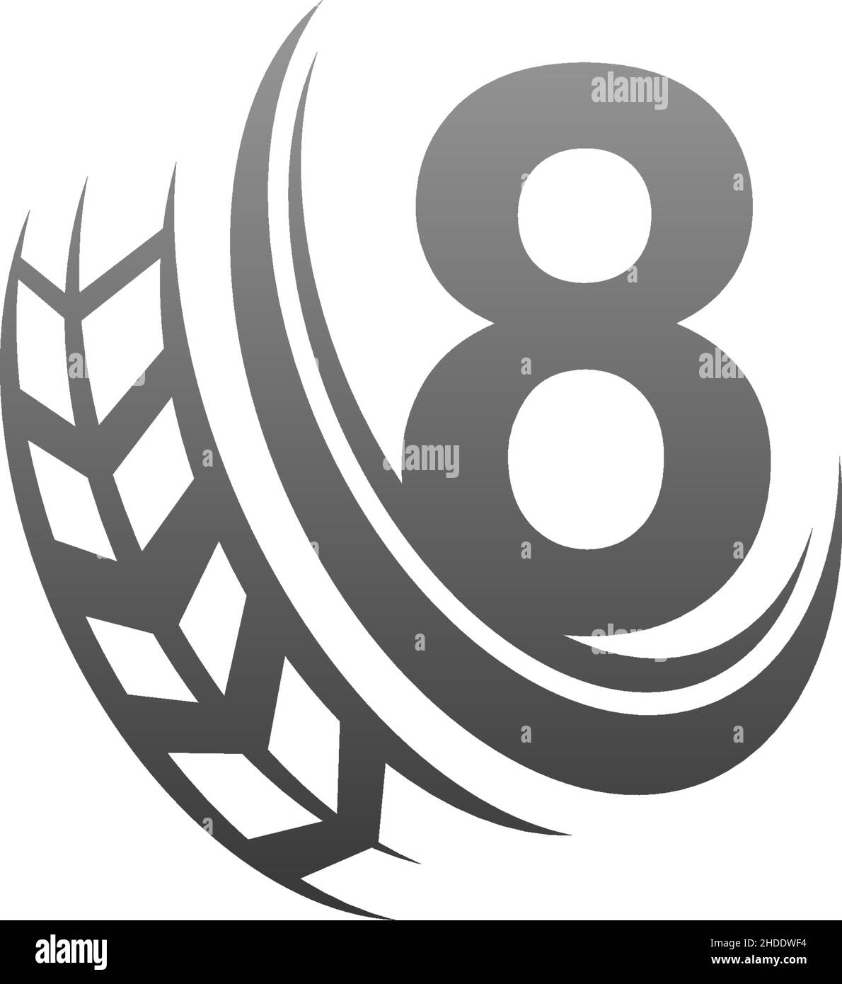 Number 8 with trailing wheel icon design template illustration vector Stock Vector