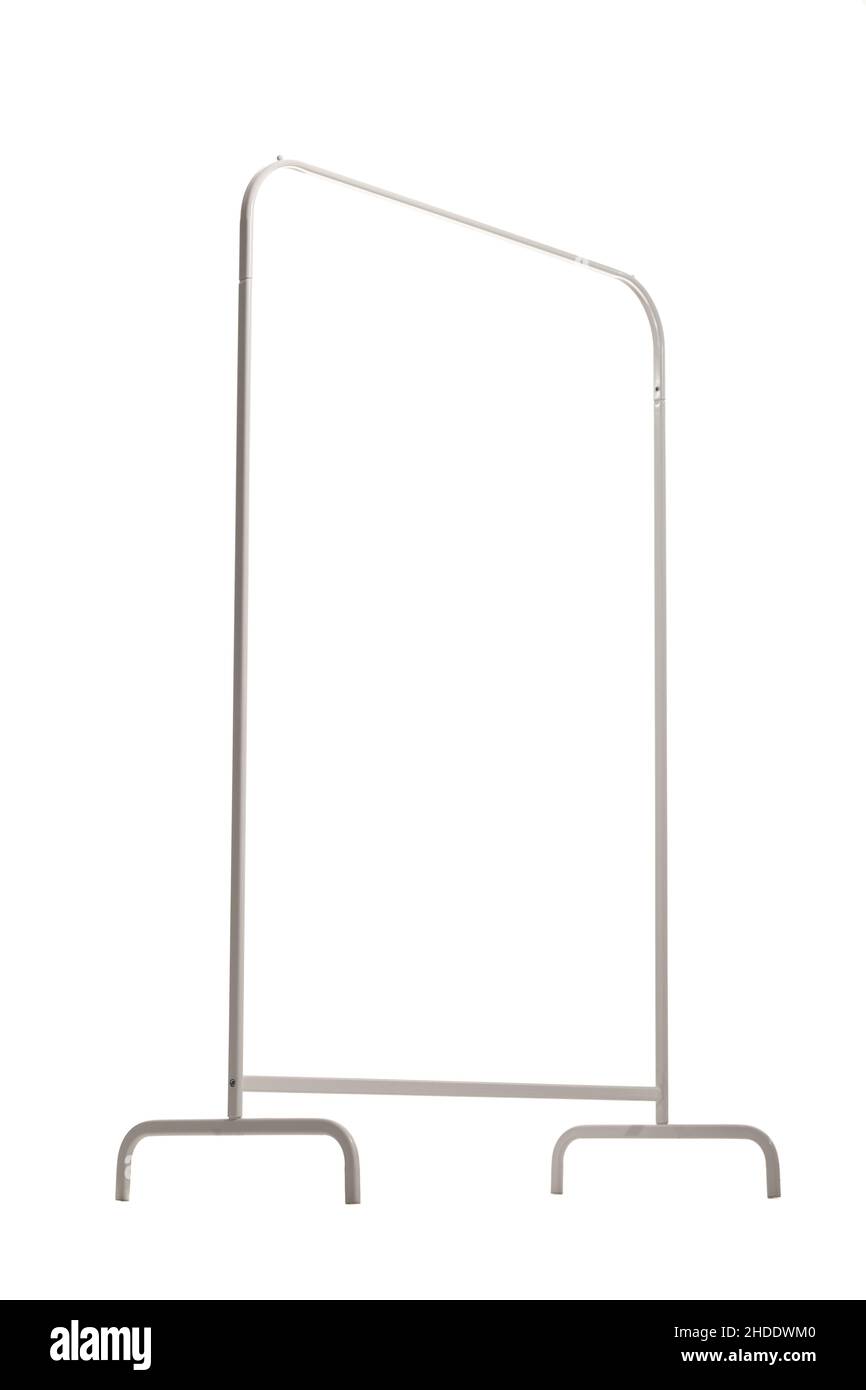 Garment clothing rack for clothes hangers isolated on white background