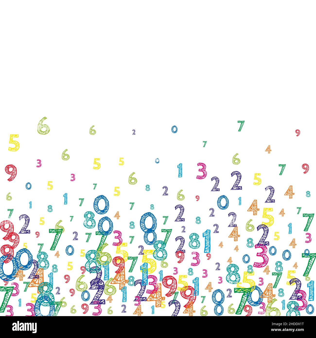 Orderly Math Falling colorful orderly numbers. Math study concept with flying digits ...