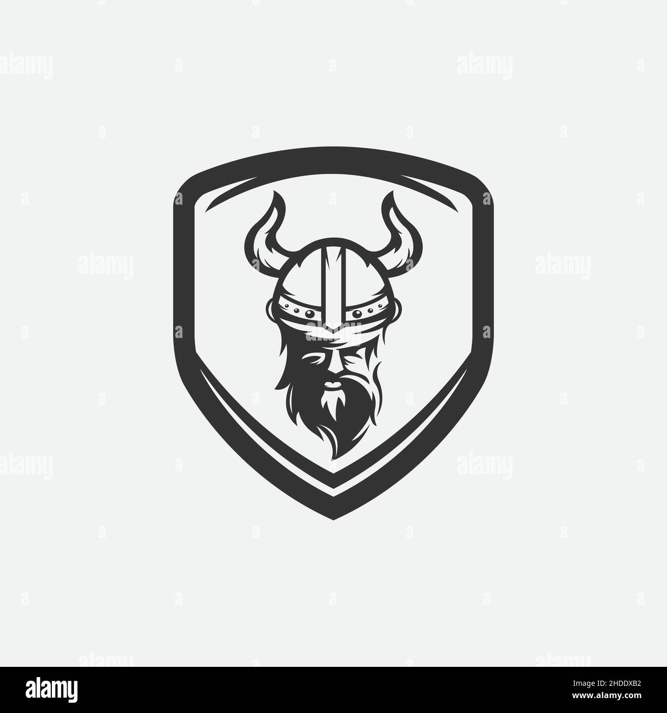 Head of bearded viking warrior with horned helmet.EPS 10 Stock Vector