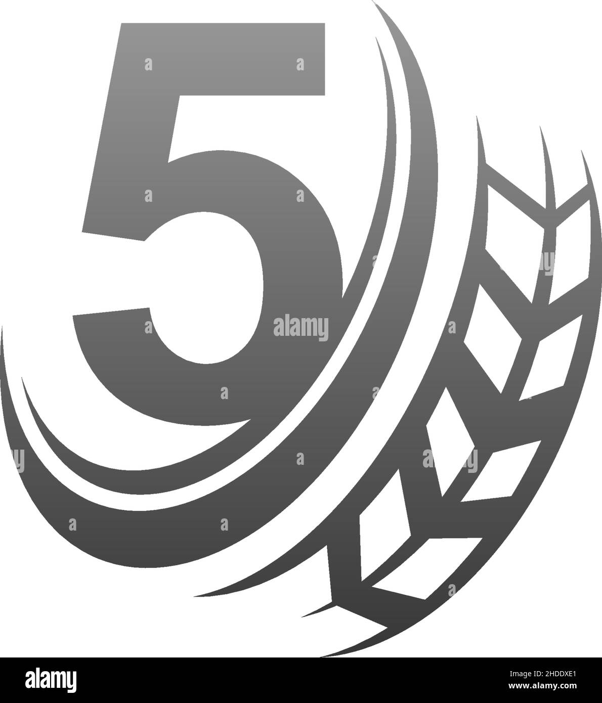Number 5 with trailing wheel icon design template illustration vector Stock Vector