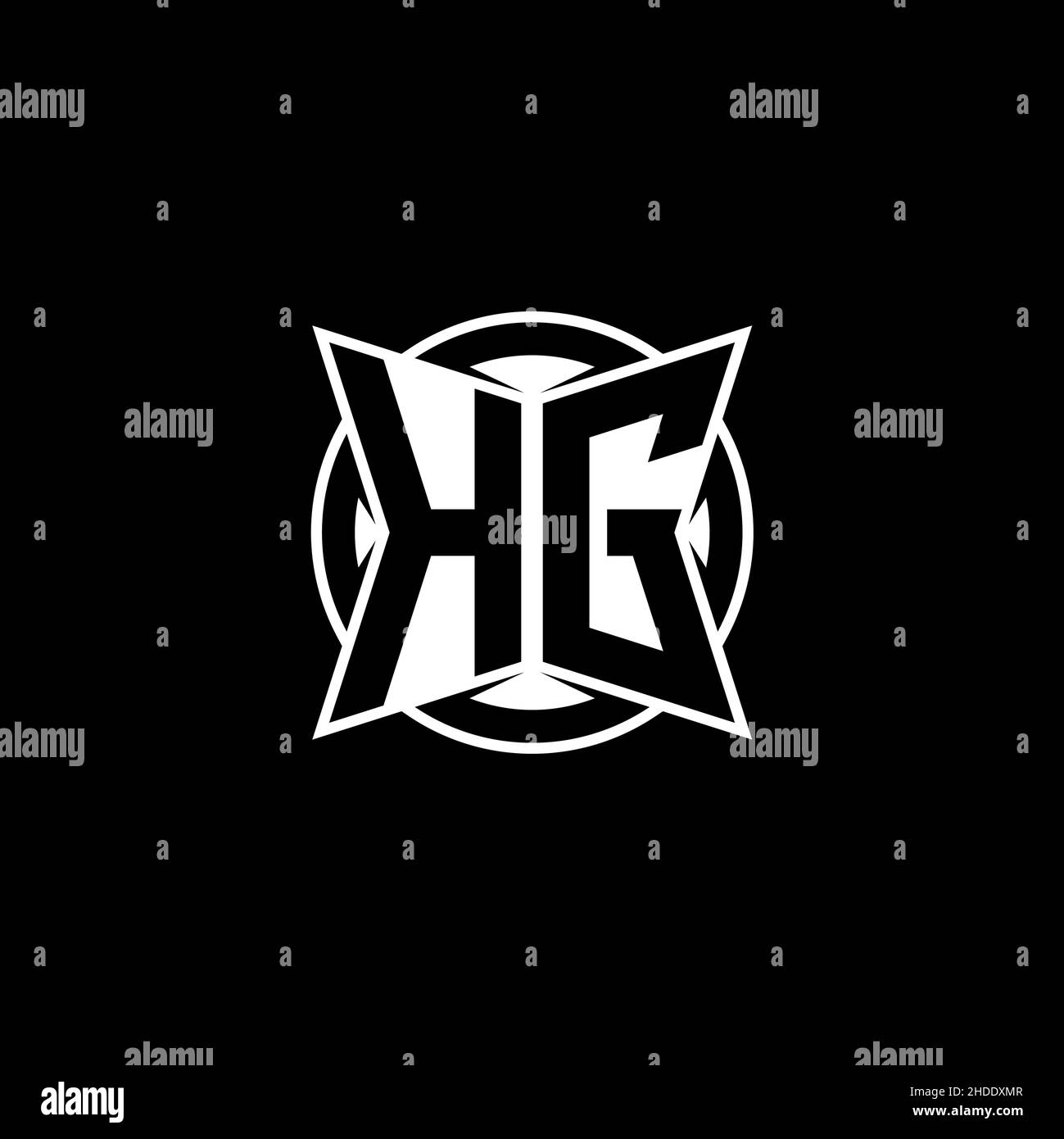 HG Monogram logo letter with simple modern shape style design. Circle ...