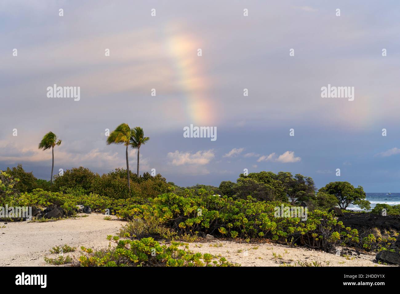 The rainbow over the ocean in Big Island Hawaii Stock Photo - Alamy