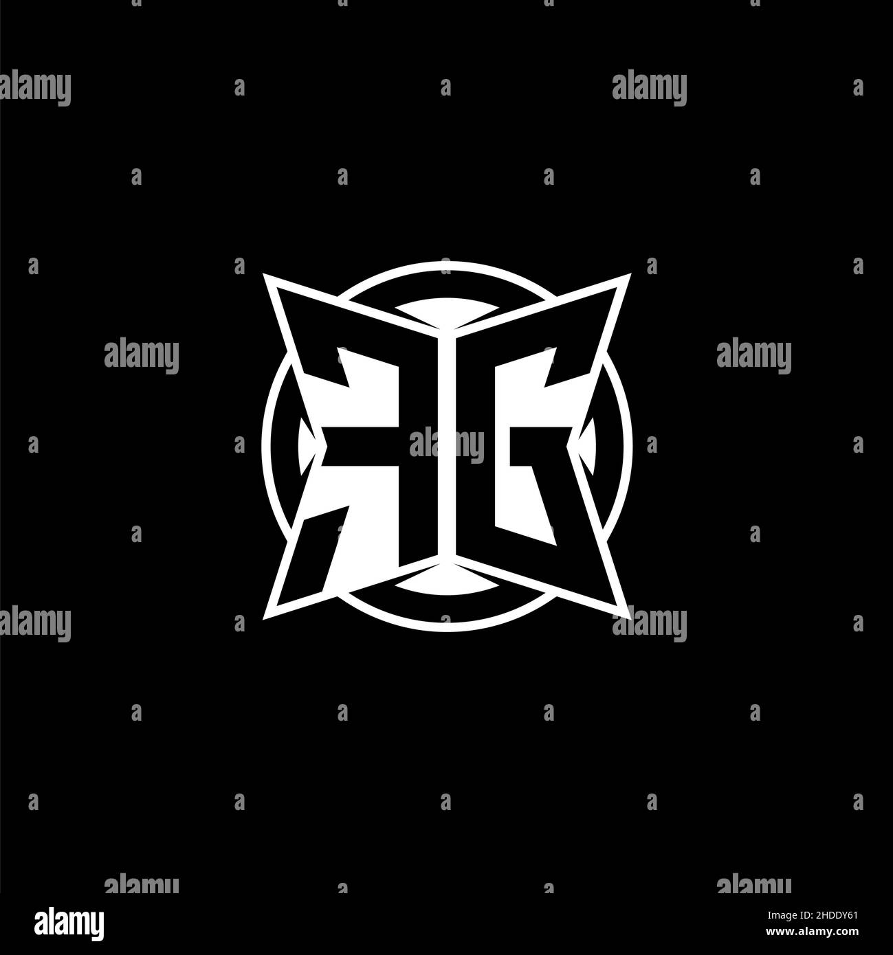 FG Monogram logo letter with simple modern shape style design. Circle ...