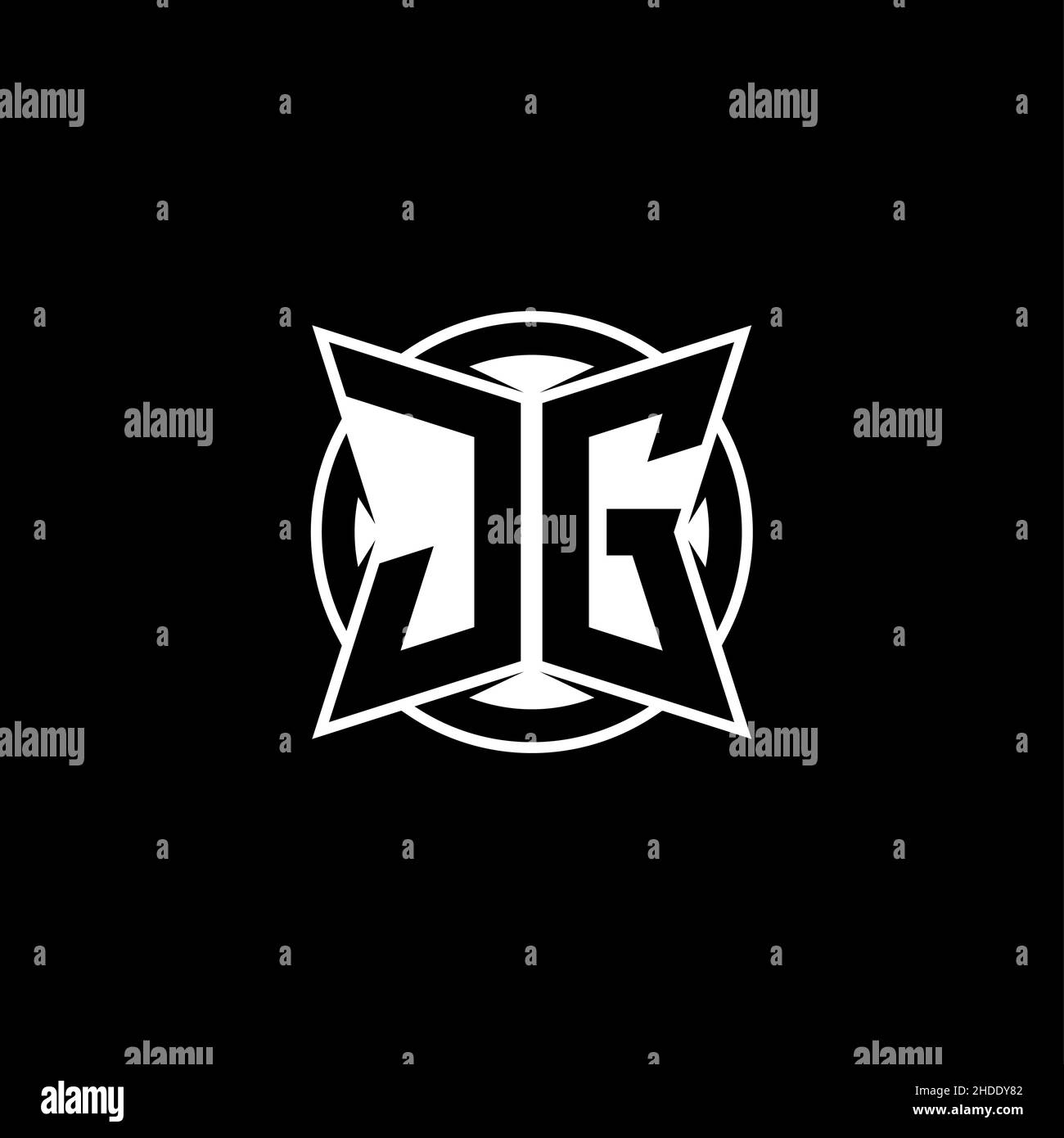 JG Monogram logo letter with simple modern shape style design. Circle ...
