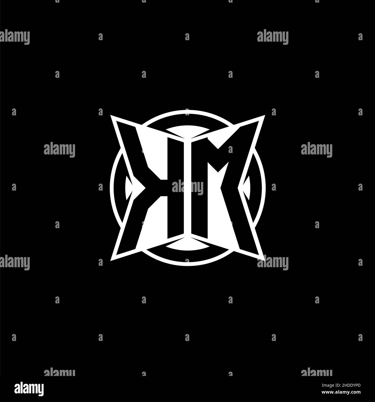 KM Monogram logo letter with simple modern shape style design. Circle ...