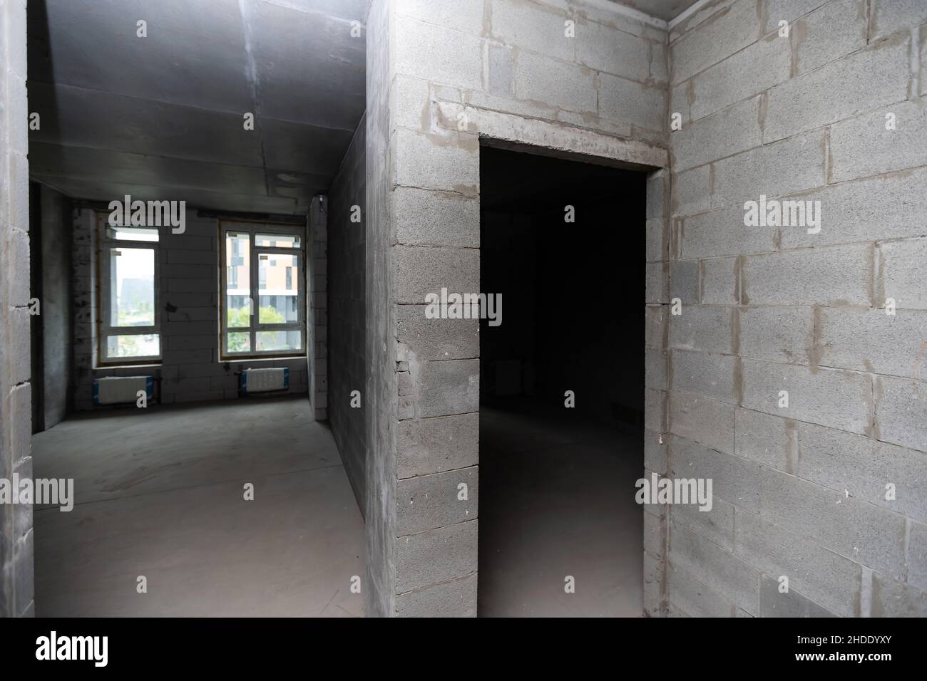 Apartment interior without finishing. apartment without renovation in a ...