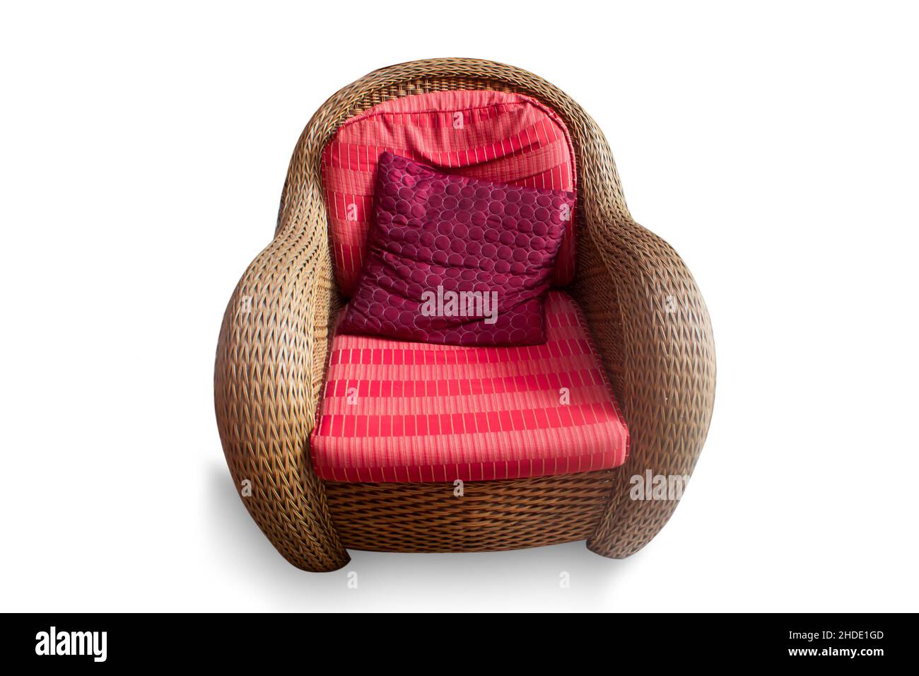 rattan chairs with pillows on white background Stock Photo Alamy