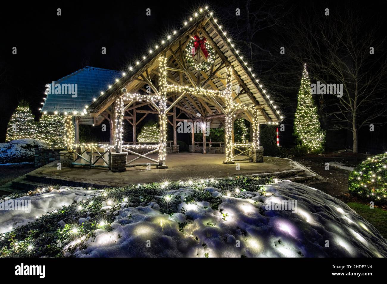 Christmas Lights Display on The Village Green, Cashiers, North Carolina