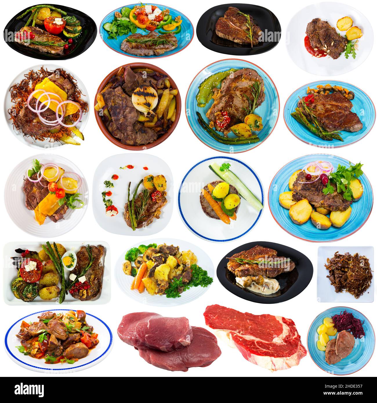 Set of various beef dishes Stock Photo Alamy
