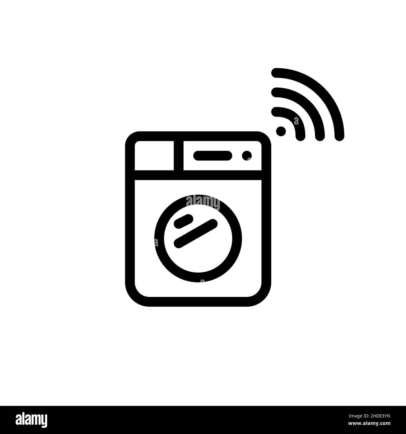 Washing machine with remote wireless control. Smart home technologies. Pixel perfect, editable stroke icon Stock Vector