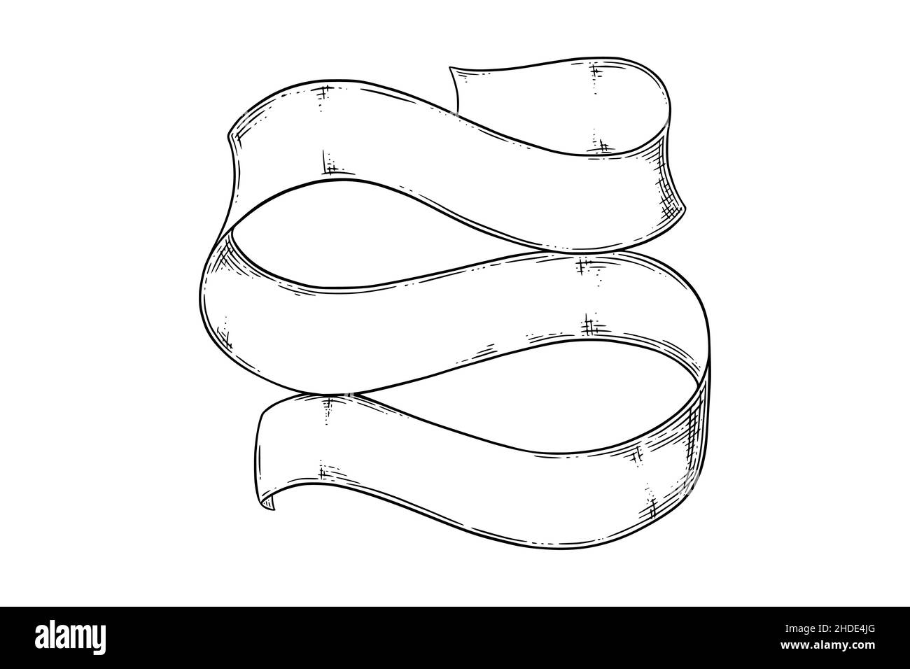 Sketch ribbon label. Ornamental ribbon in doodle style for banners