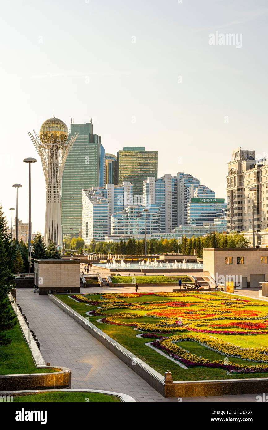 Top view of the central downtown Astana, Nur-Sultan. Capital city of