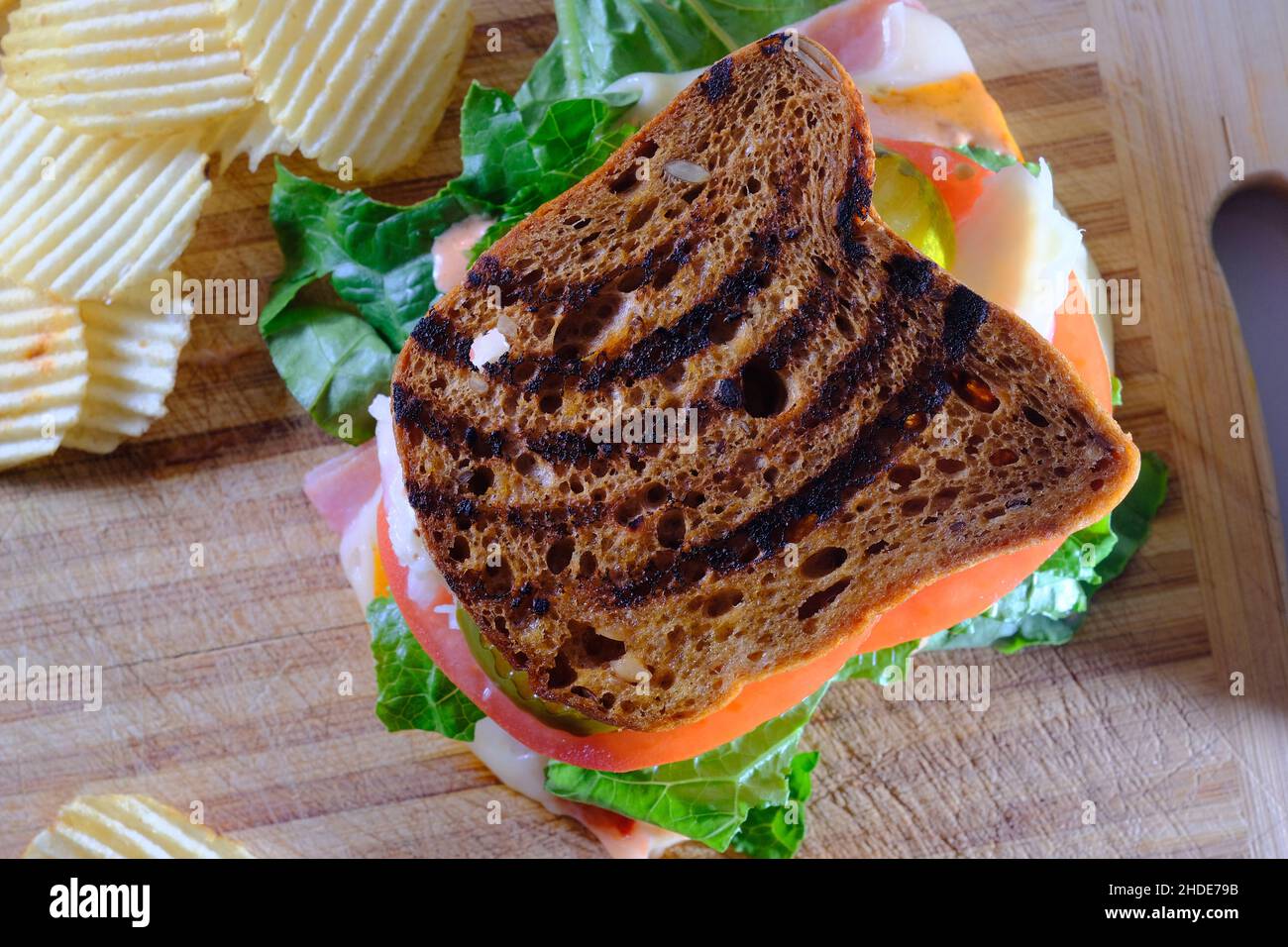 Toasted reuben ham sandwich with cole slaw and thousand island dressing